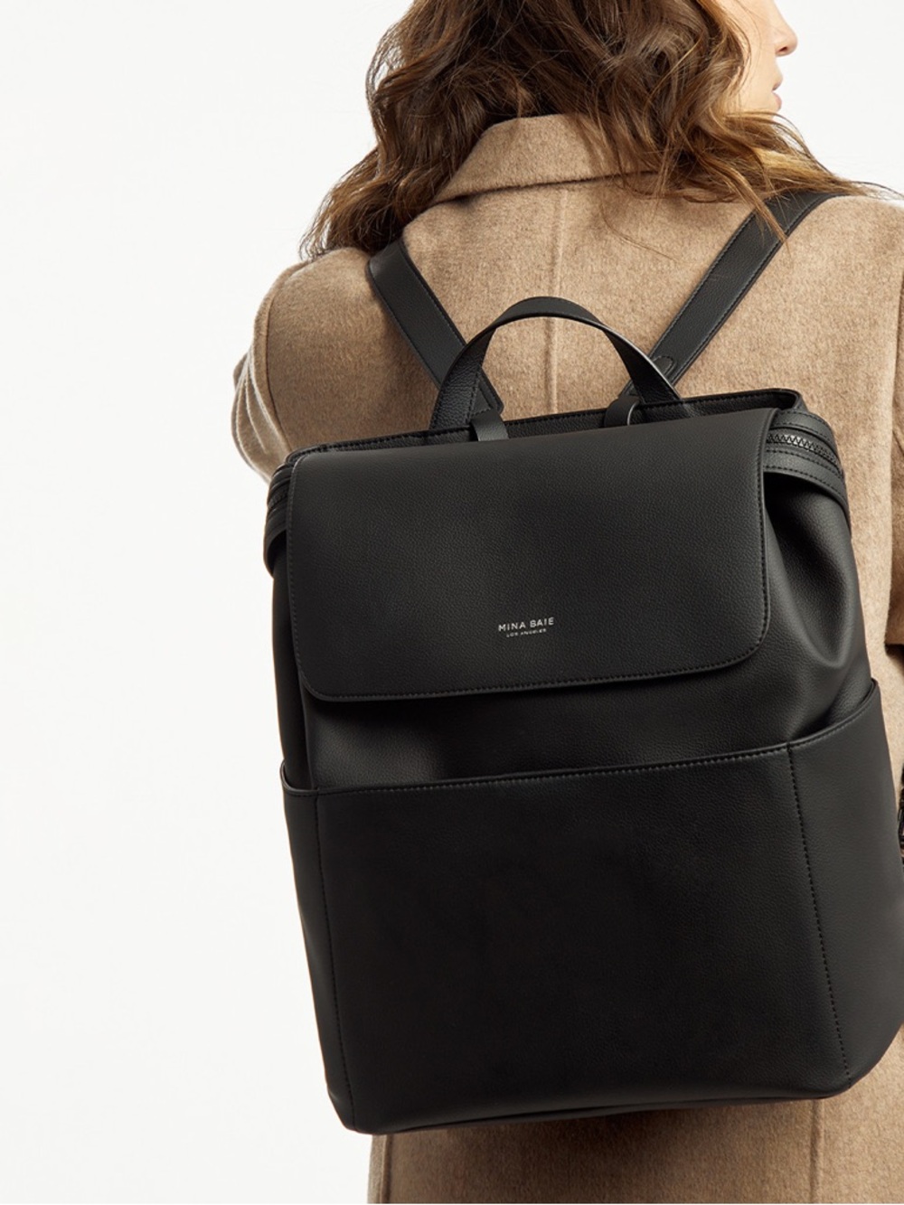 Mina Baie Kinney leather diaper bag and Backpack black sold out online - Picture 2 of 16